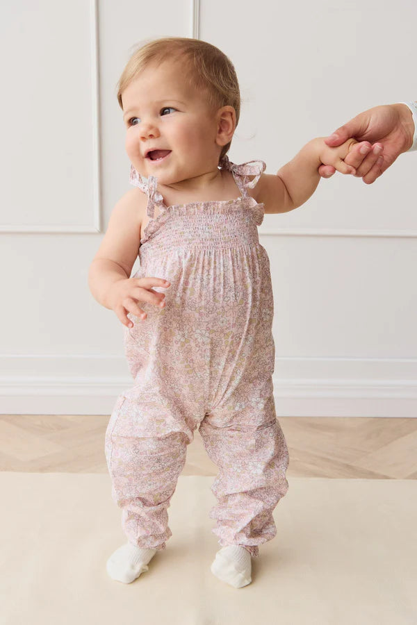 Organic Cotton Summer Playsuit - Chloe Mauve | Jamie Kay
