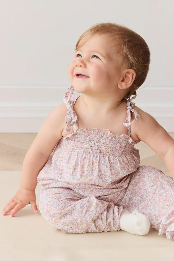 Organic Cotton Summer Playsuit - Chloe Mauve | Jamie Kay