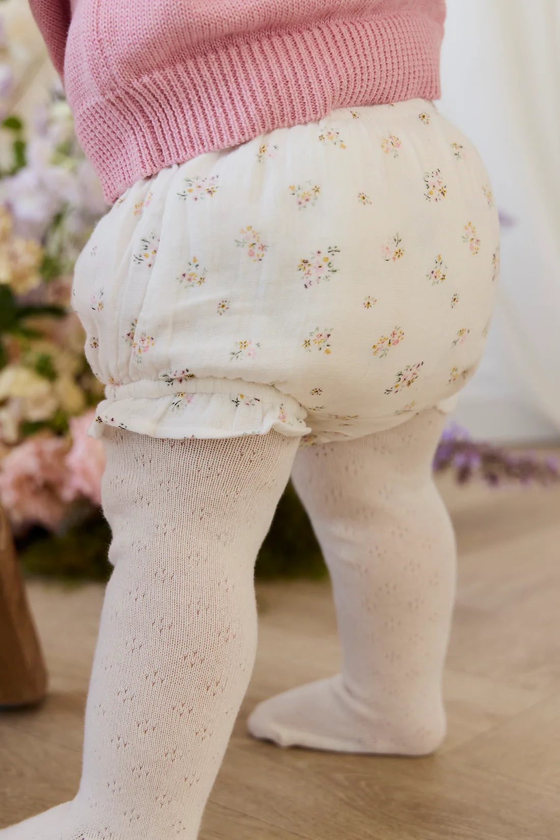 Organic Cotton Muslin Frill Bloomer - Ayla Whisper | Jamie Kay