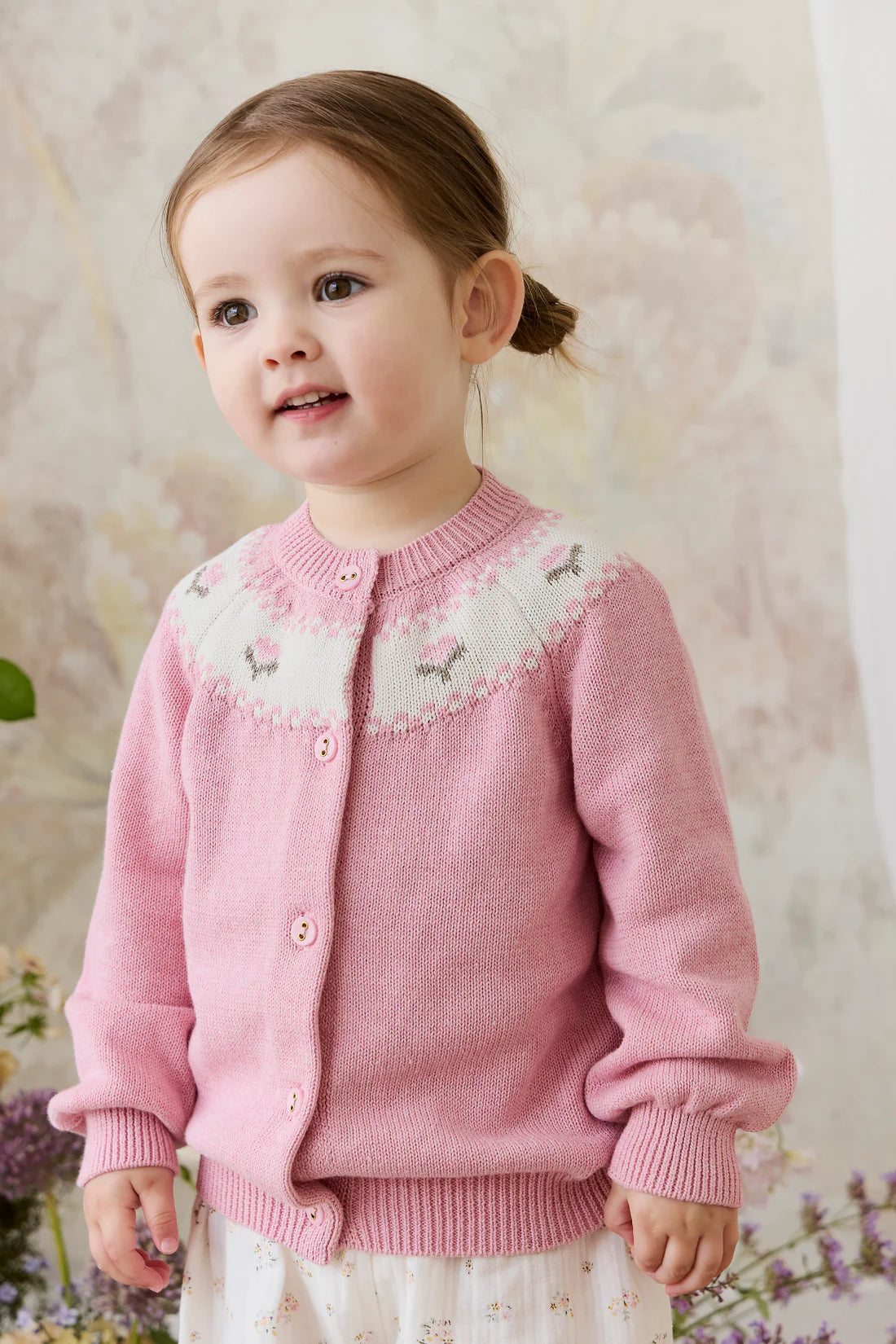 Annette Cardigan - Annette Jacquard - Pink Flutter Marle | Jamie Kay