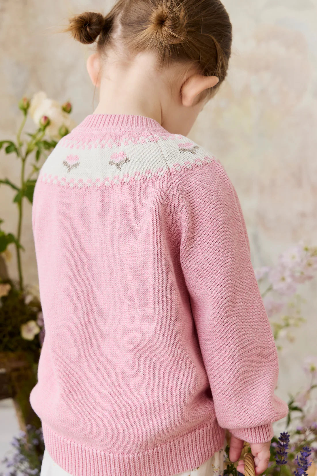 Annette Cardigan - Annette Jacquard - Pink Flutter Marle | Jamie Kay