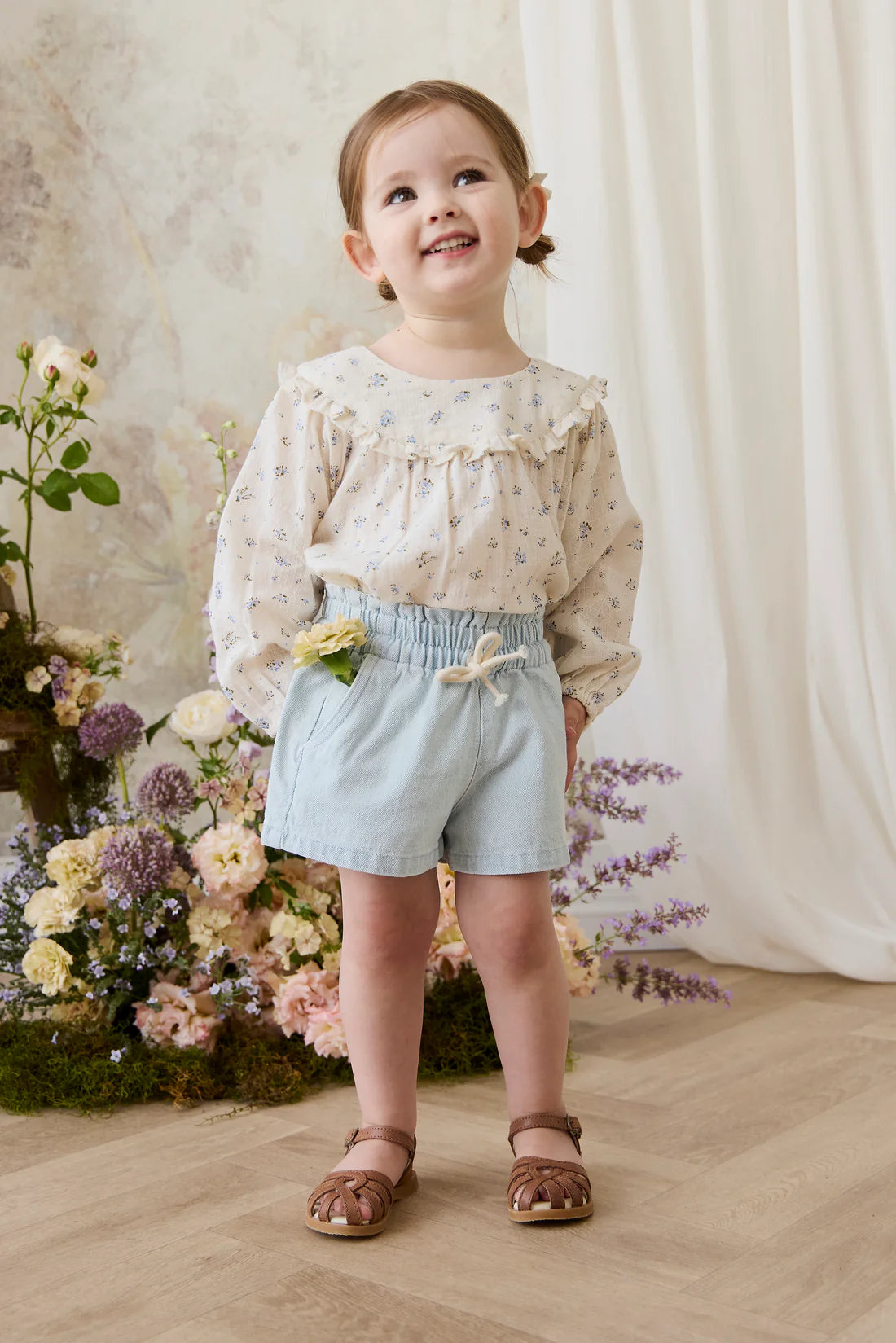 Organic Cotton Nathalie Blouse - Juniper Fields Blue | Jamie Kay