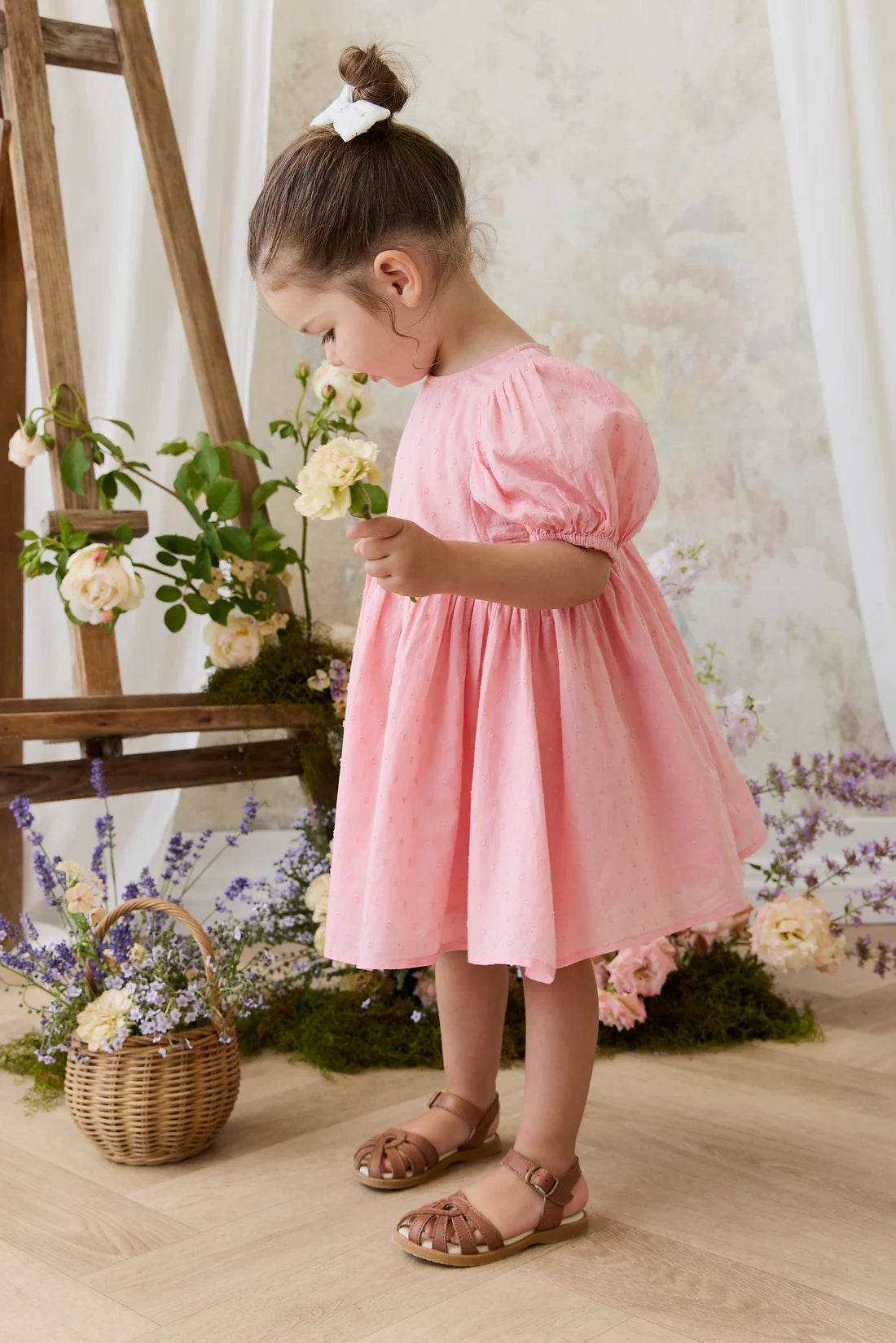 Organic Cotton Frannie Dress - Swiss Pink | Jamie Kay