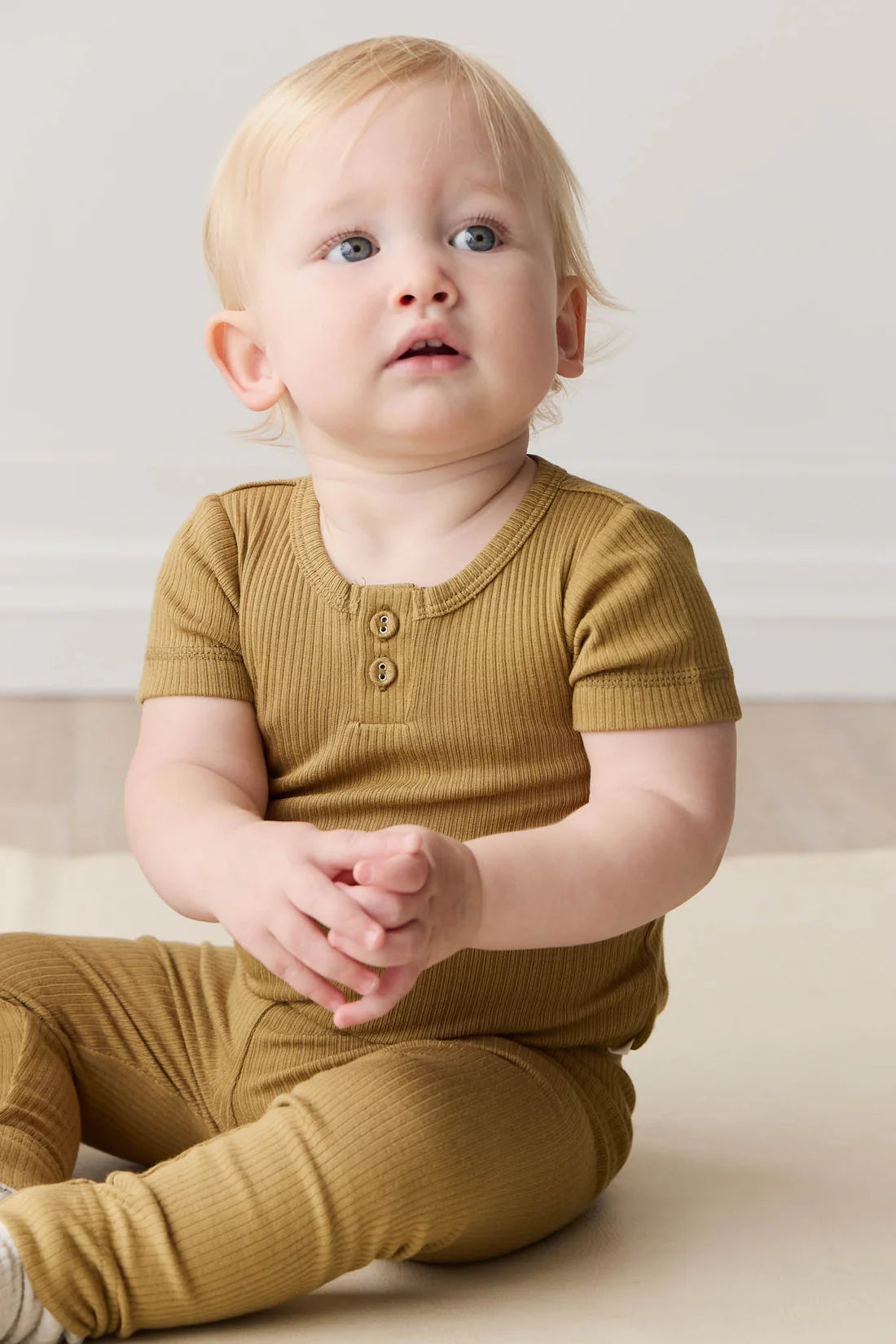 Organic Cotton Modal Darcy Rib Tee Bodysuit - Buffalo | Jamie Kay