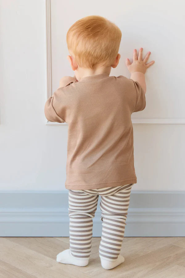 Organic Cotton Modal Legging - Narrow Stripe Tweed/Cloud | Jamie Kay