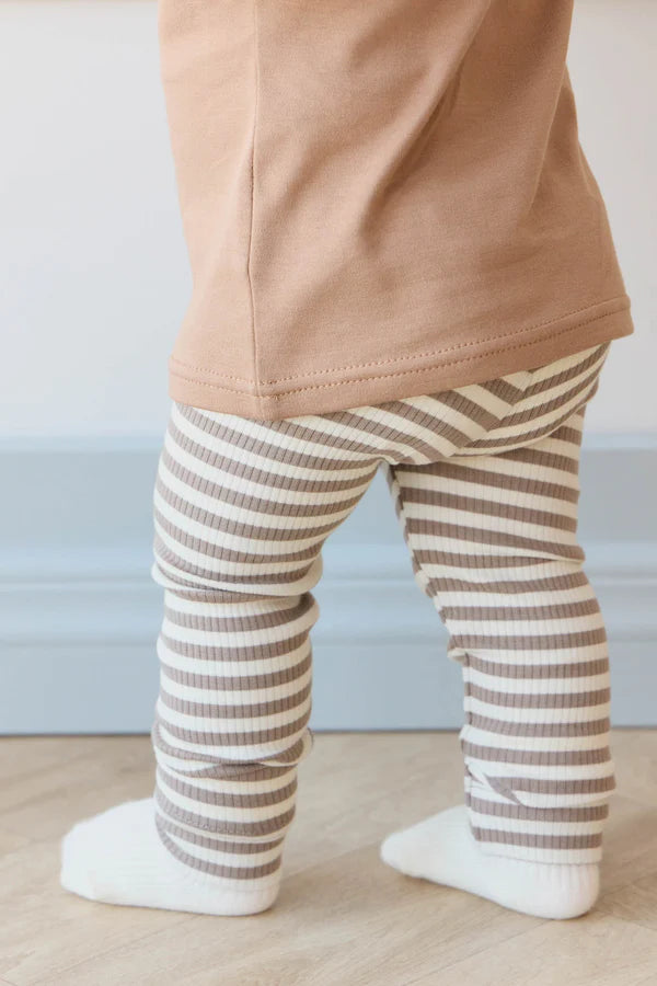 Organic Cotton Modal Legging - Narrow Stripe Tweed/Cloud | Jamie Kay