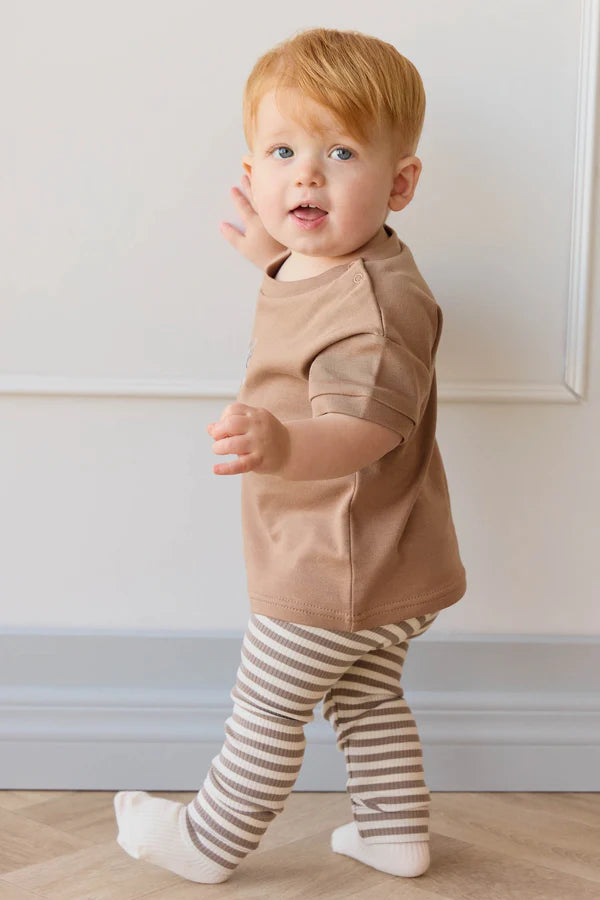 Organic Cotton Modal Legging - Narrow Stripe Tweed/Cloud | Jamie Kay
