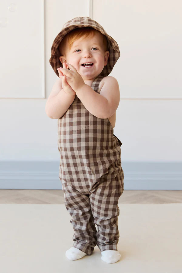 Organic Cotton Kingston Overall - Gingham Shitake | Jamie Kay