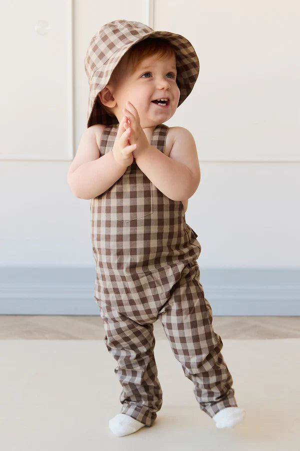 Organic Cotton Kingston Overall - Gingham Shitake | Jamie Kay