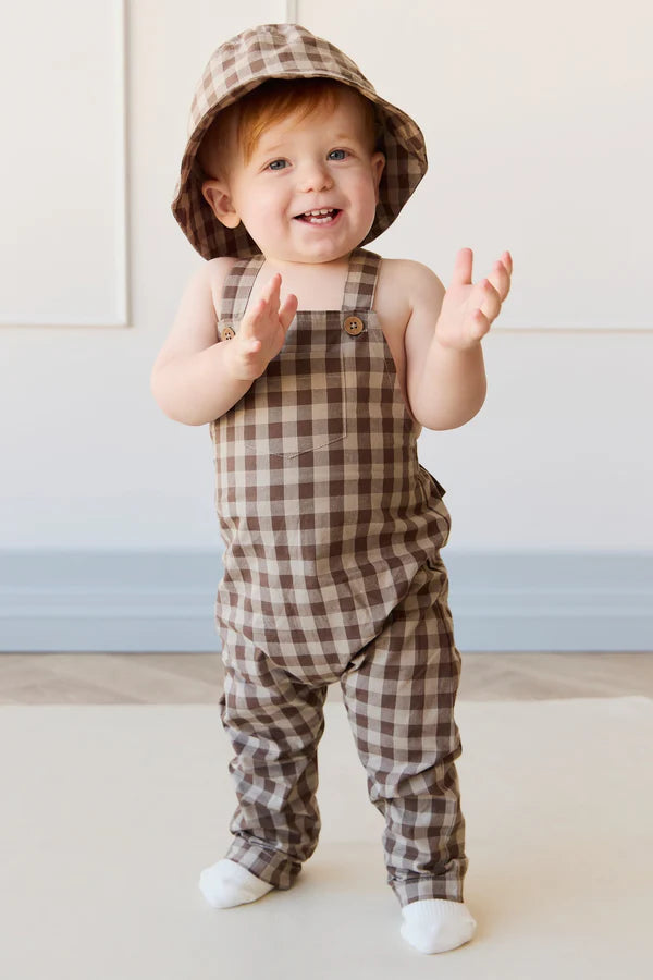 Organic Cotton Kingston Overall - Gingham Shitake | Jamie Kay