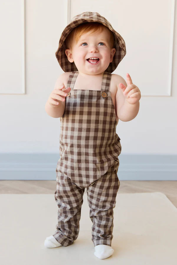 Organic Cotton Kingston Overall - Gingham Shitake | Jamie Kay