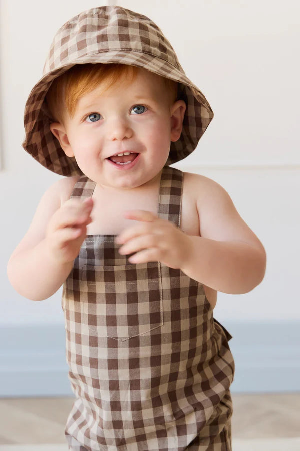 Organic Cotton Kingston Overall - Gingham Shitake | Jamie Kay