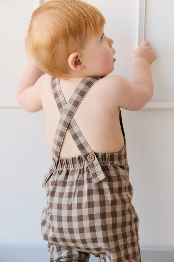 Organic Cotton Kingston Overall - Gingham Shitake | Jamie Kay