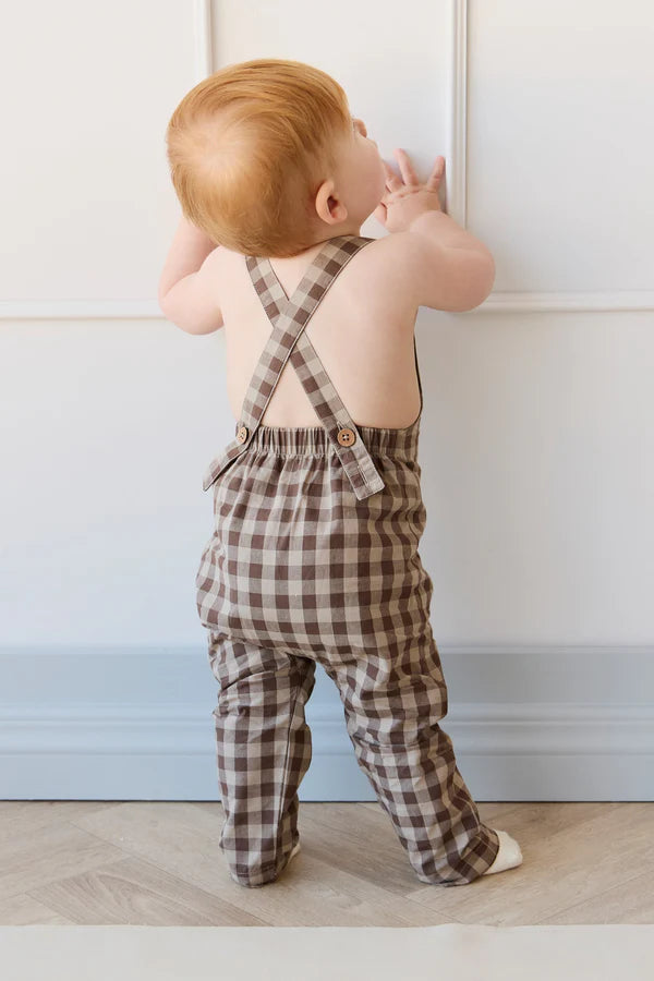 Organic Cotton Kingston Overall - Gingham Shitake | Jamie Kay