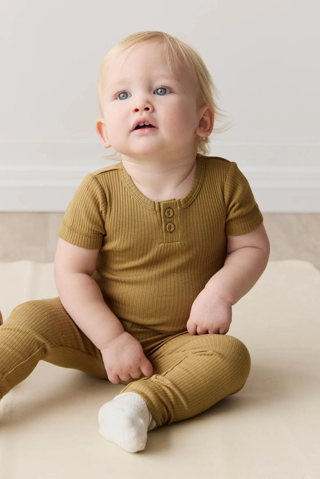 Organic Cotton Modal Darcy Rib Tee Bodysuit - Buffalo | Jamie Kay