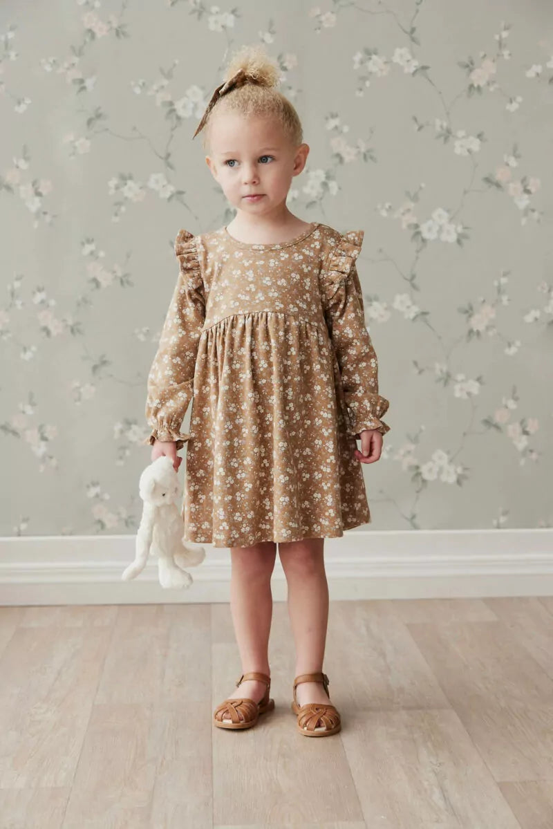 Organic Cotton Frankie Dress - Rosalie Field Caramel | Jamie Kay