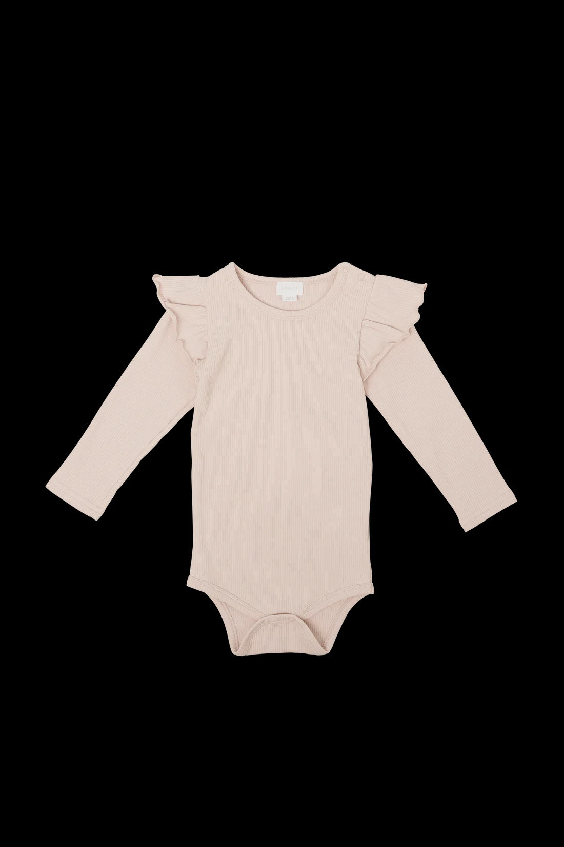 Organic Cotton Fine Rib Frill Bodysuit - Rose Dust | Jamie Kay