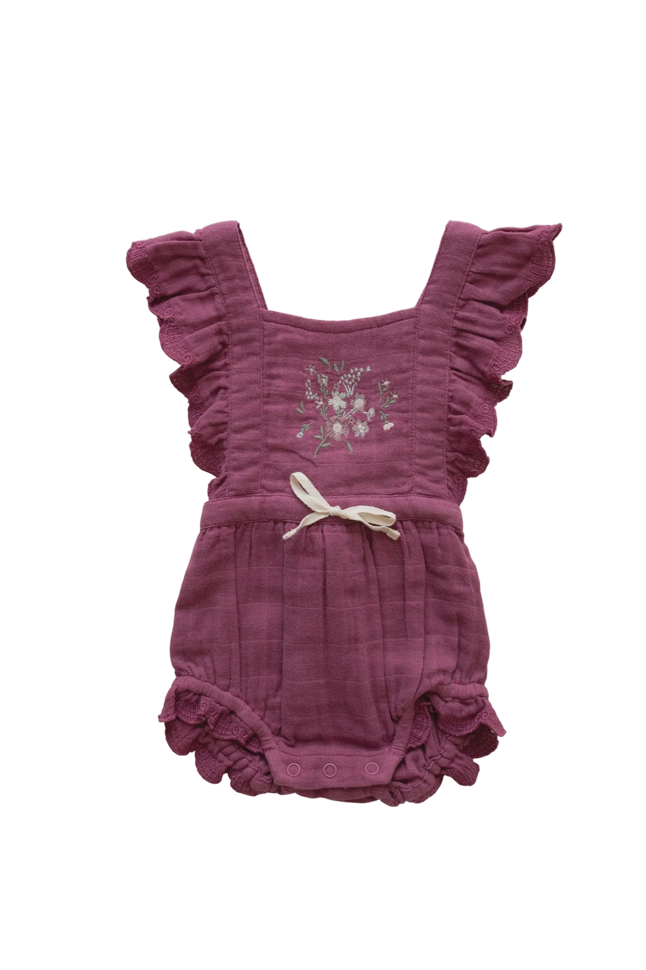 Organic Cotton Muslin Macy Playsuit - Grape | Jamie Kay