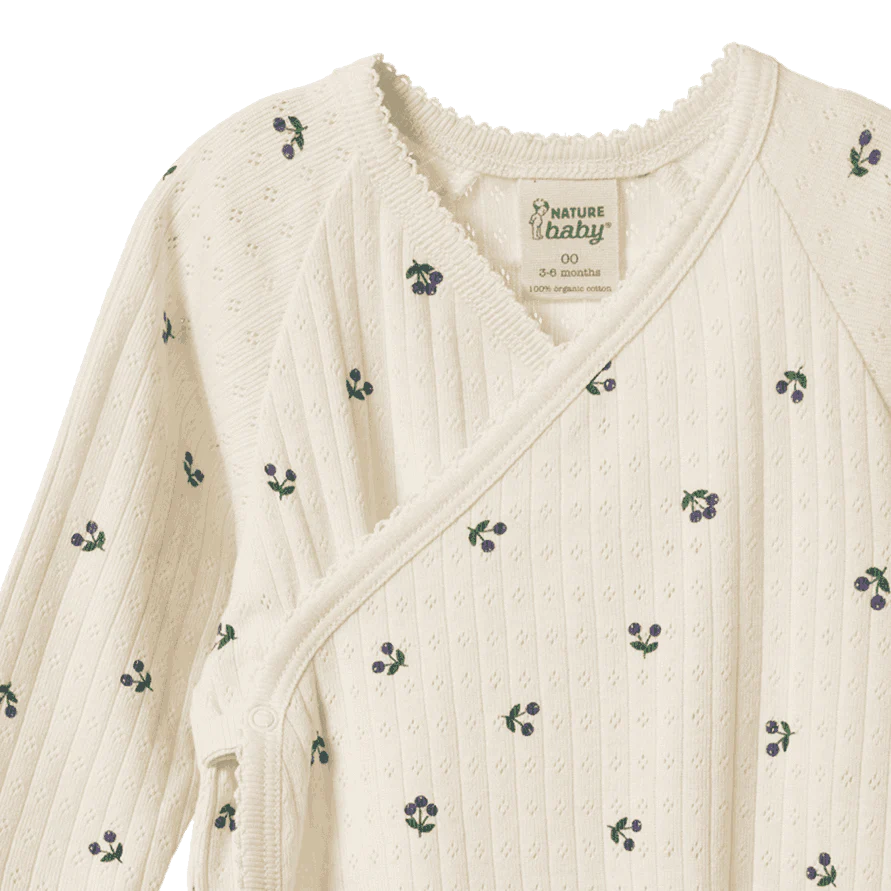 KIMONO STRETCH & GROW POINTELLE - Winter Berry Print | Nature Baby