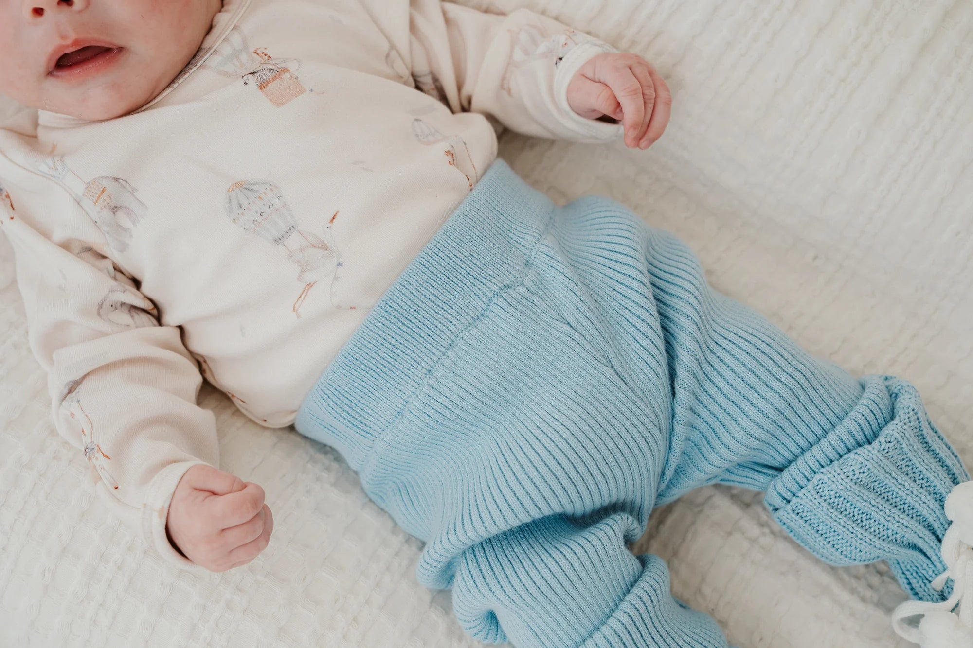 Ribbed Knit Leggings || Sky | Confetti Kidz
