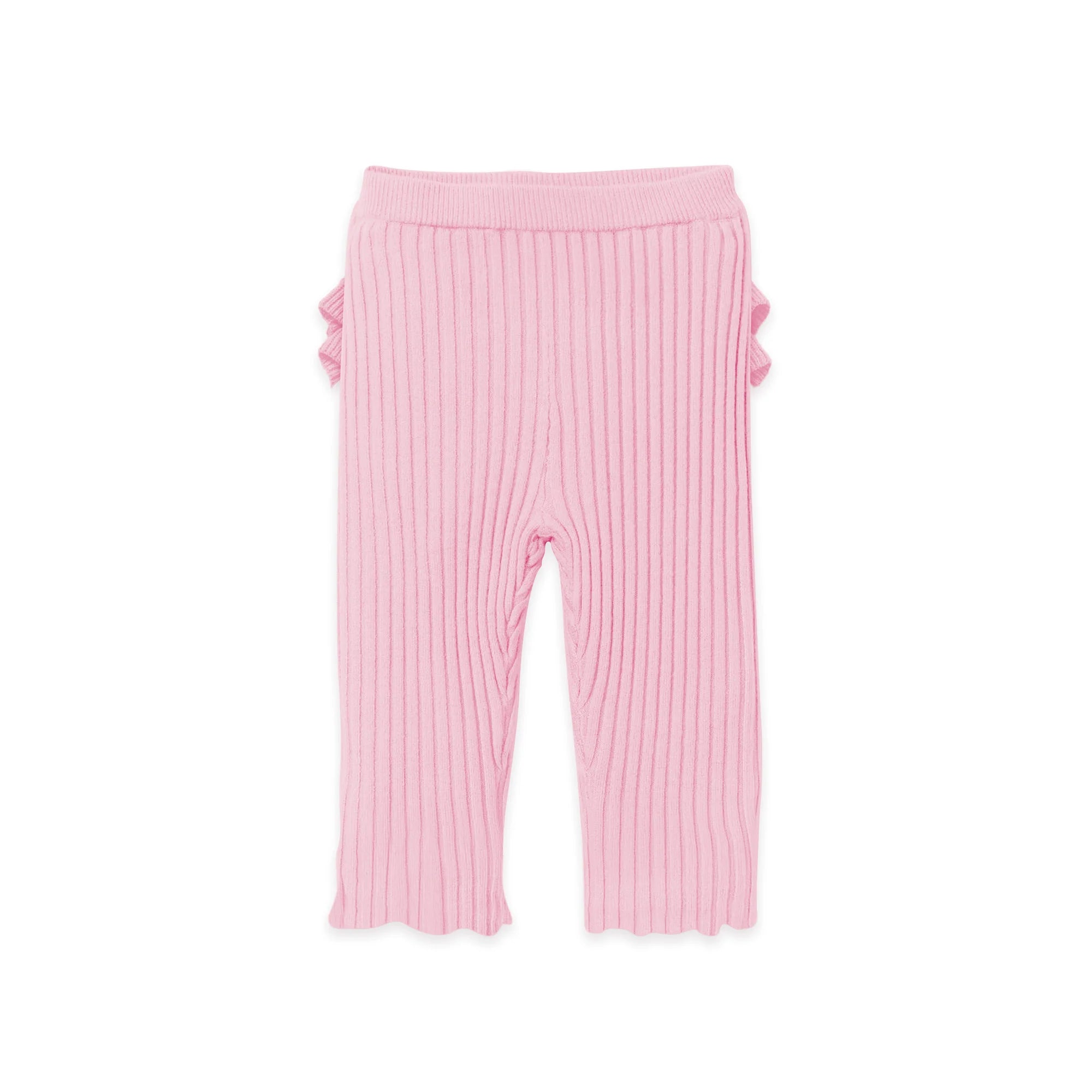 Frilly Ribbed Leggings || Blush | Confetti Kidz
