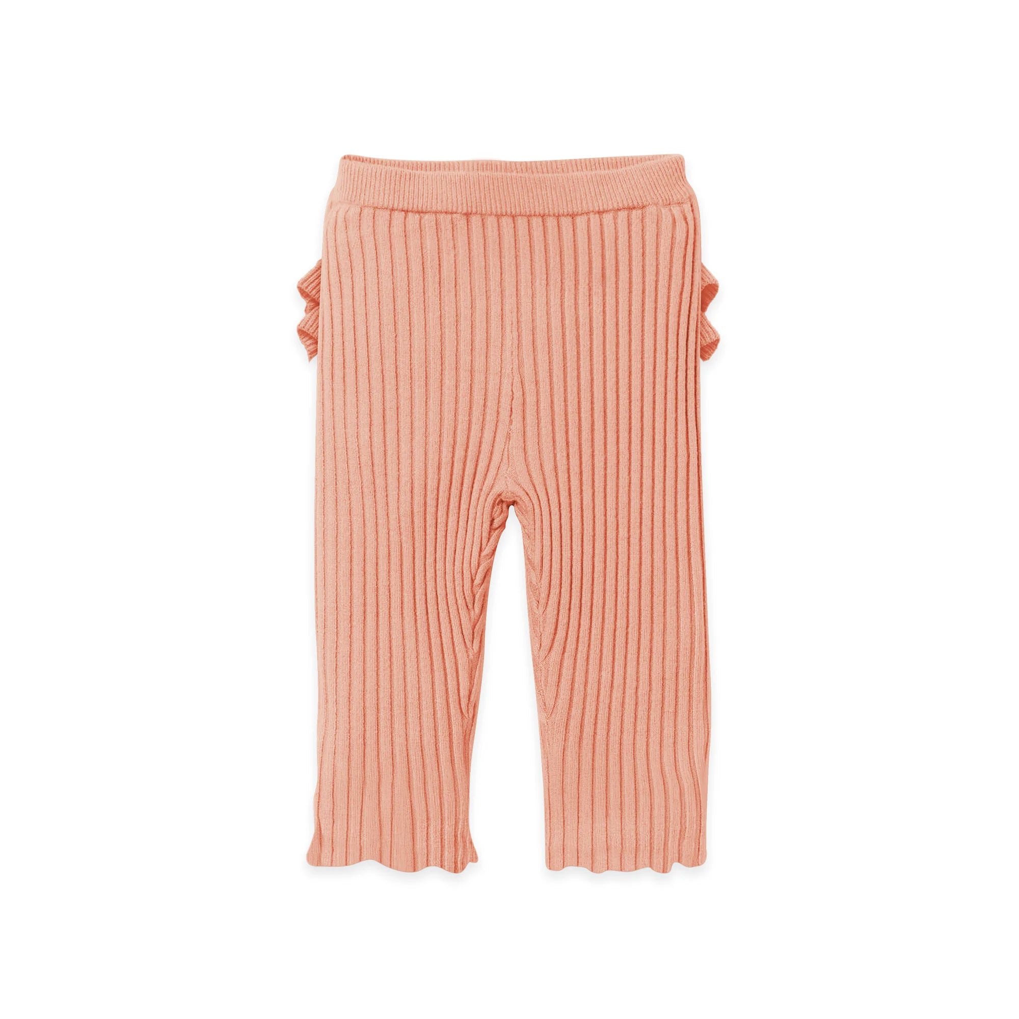 Frilly Ribbed Leggings || Peach |Confetti Kidz