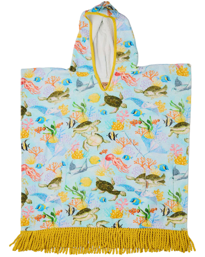 Reef Life Printed Kids Terry Poncho | Kip & Co