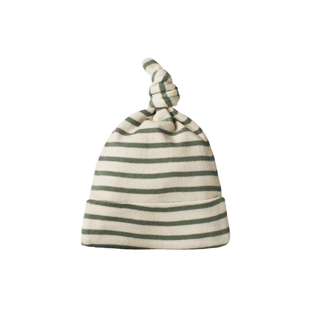 COTTON KNOTTED BEANIE - Nettle Sailor Stripe | Nature Baby