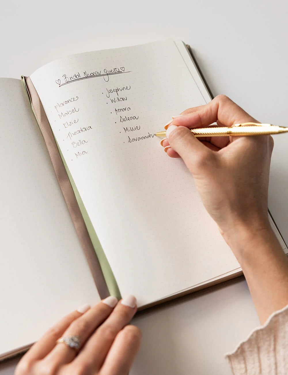 Linen Bound Journal - Saltmarsh Green (Bullet Journal) | Bespoke Letterpress