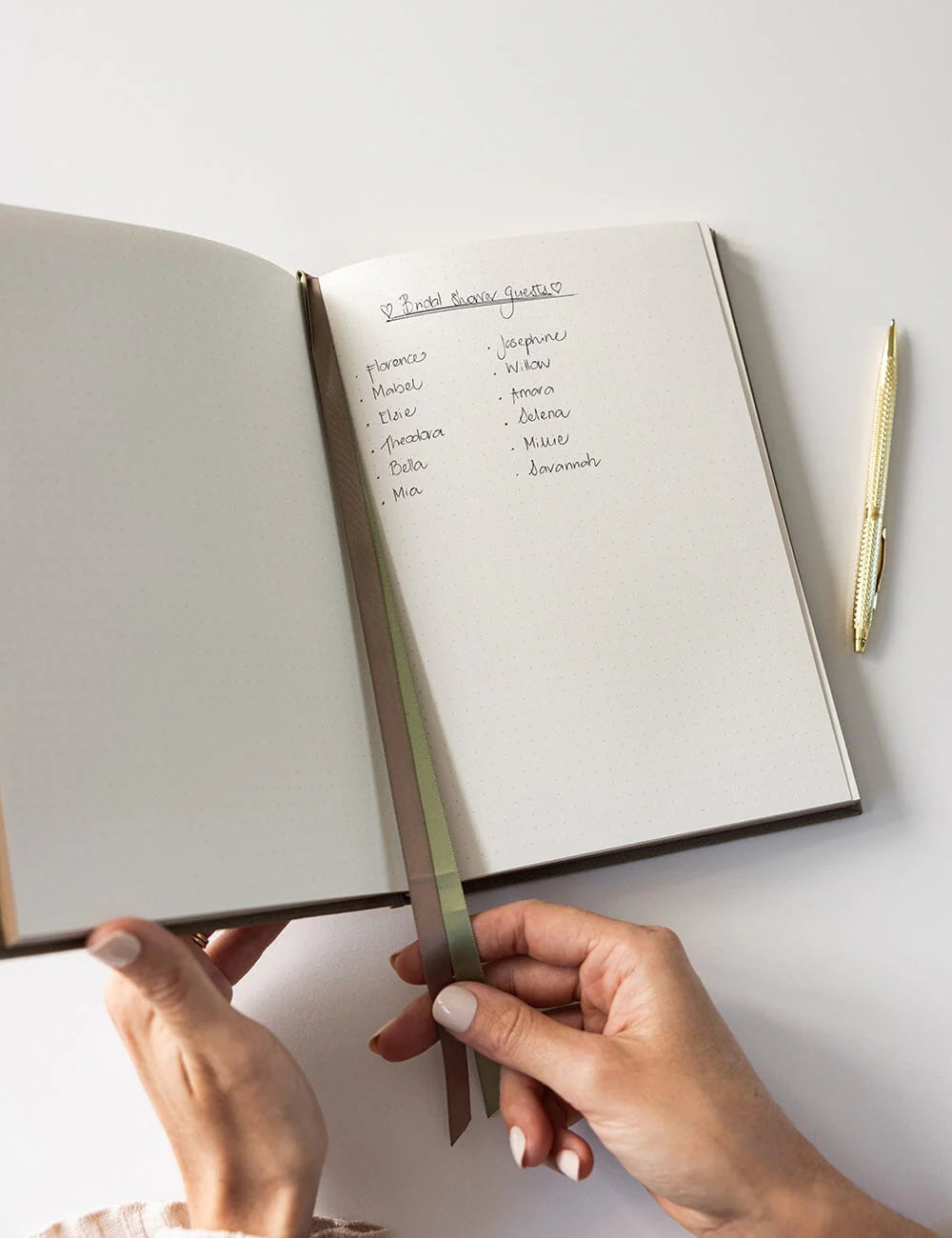 Linen Bound Journal - Saltmarsh Green (Bullet Journal) | Bespoke Letterpress