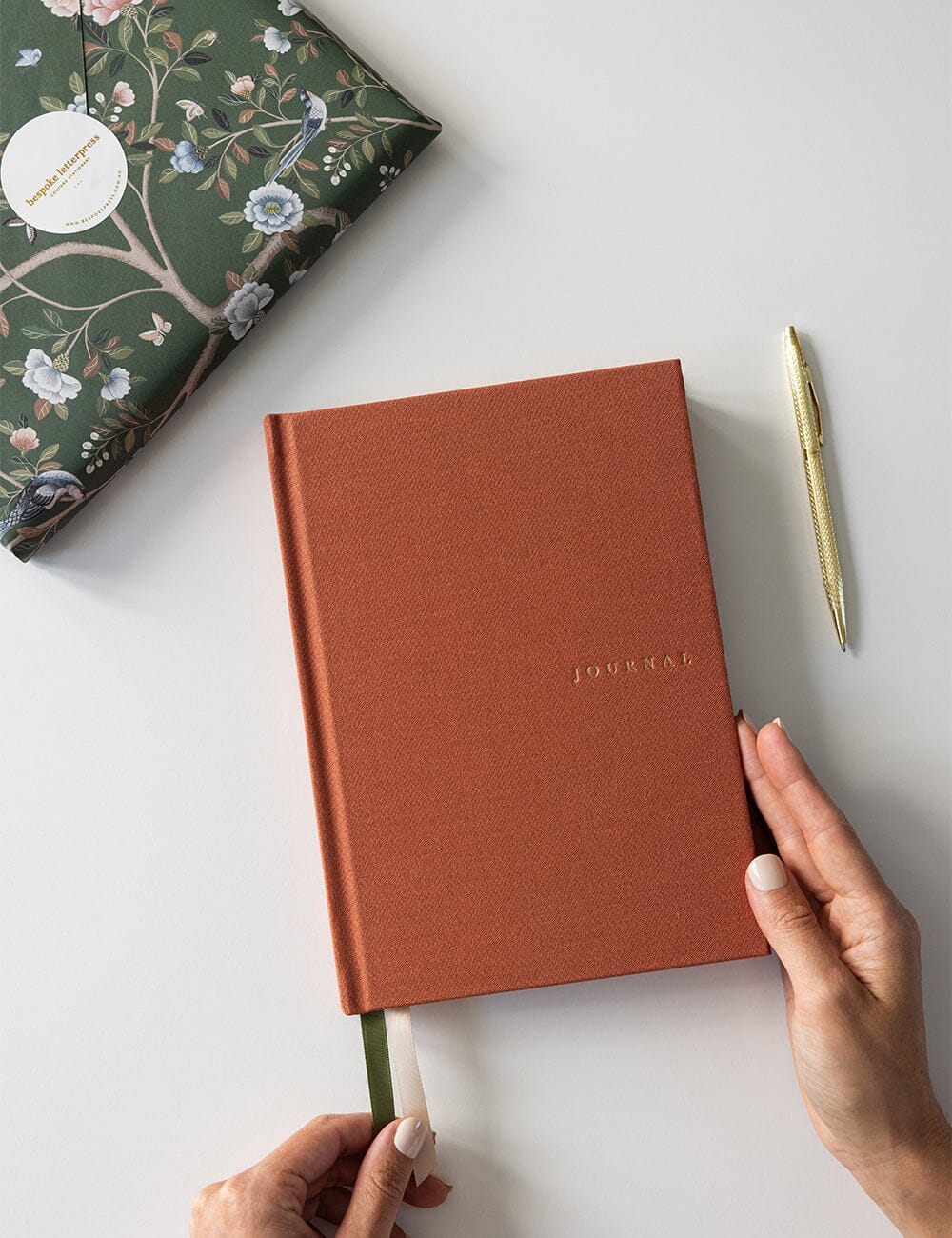 Linen Bound Journal - Burnt Clay (Blank Journal) | Bespoke Letterpress