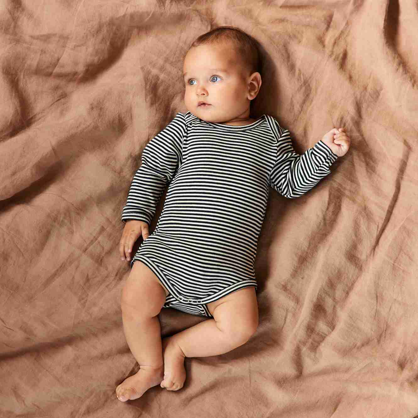 LONG SLEEVE BODYSUIT - Navy Stripe | Nature Baby