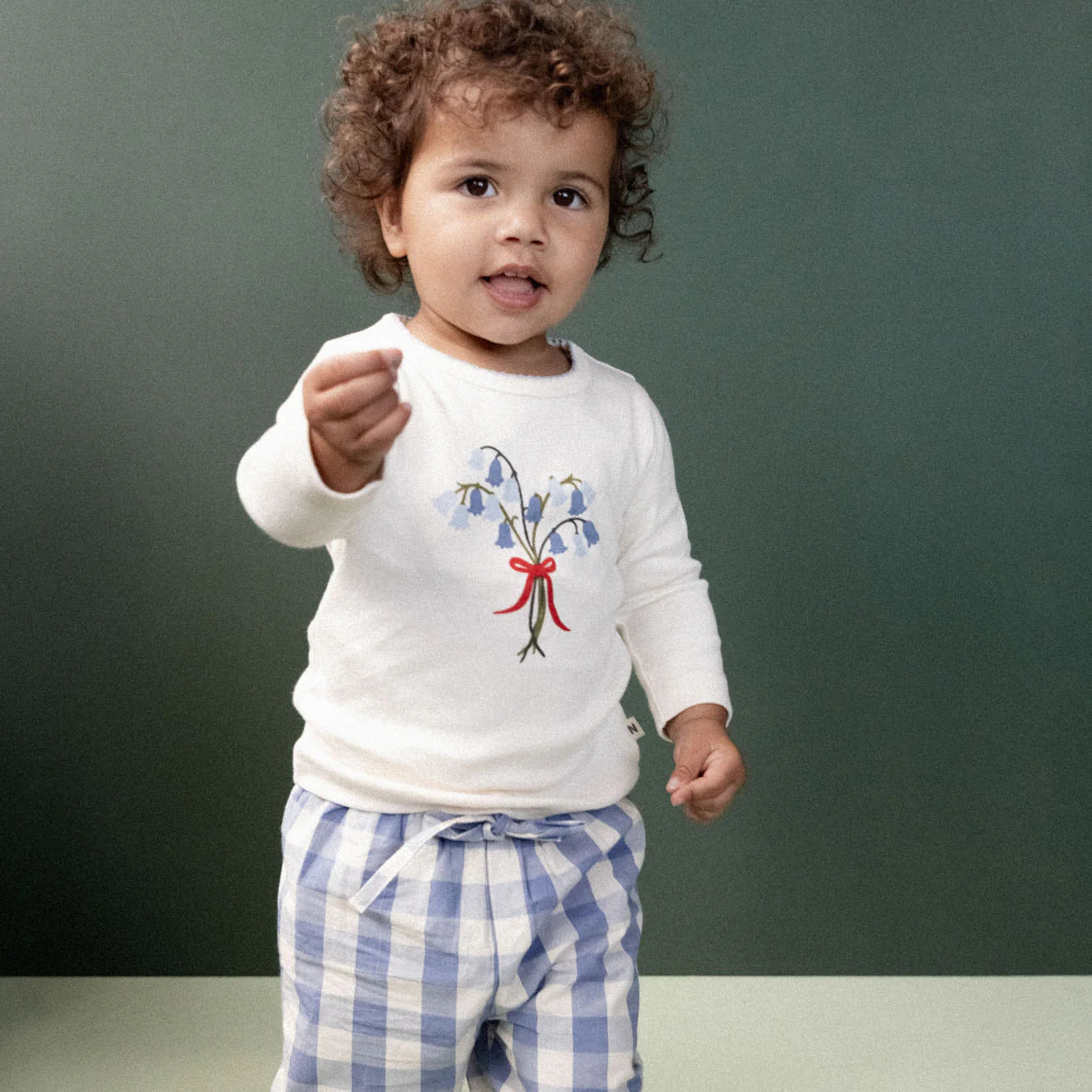 LONG SLEEVE CLOUD TEE - Bluebell Natural Print | Nature Baby