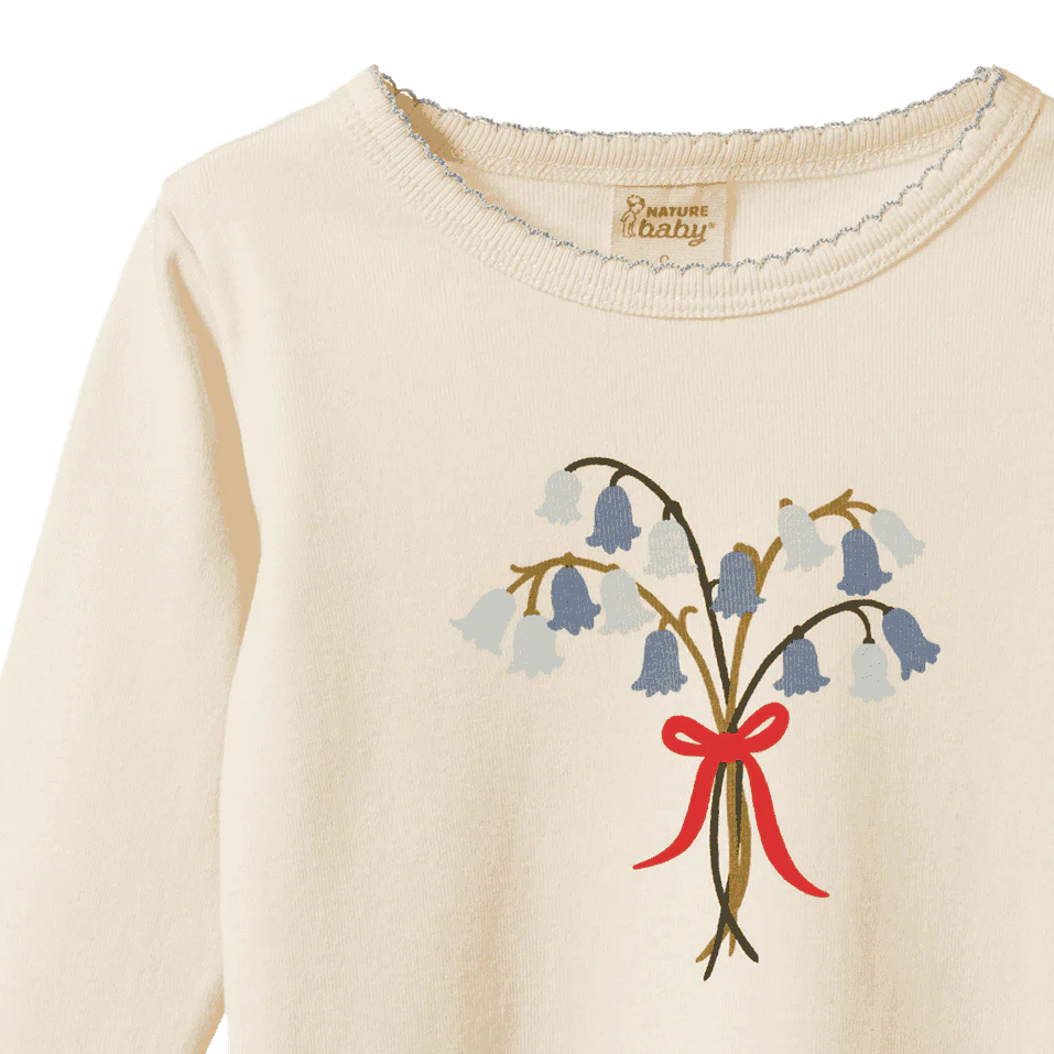 LONG SLEEVE CLOUD TEE - Bluebell Natural Print | Nature Baby