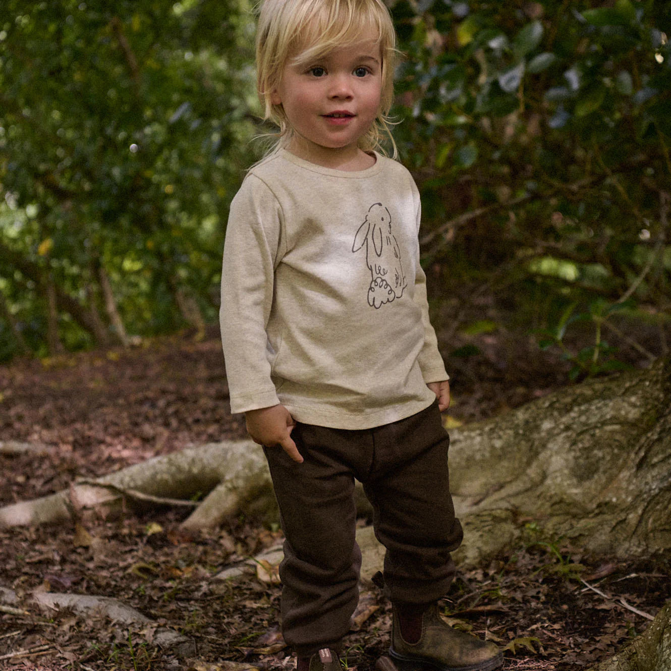 LONG SLEEVE RIVER TEE, Bramble Bunny Print | Nature Baby