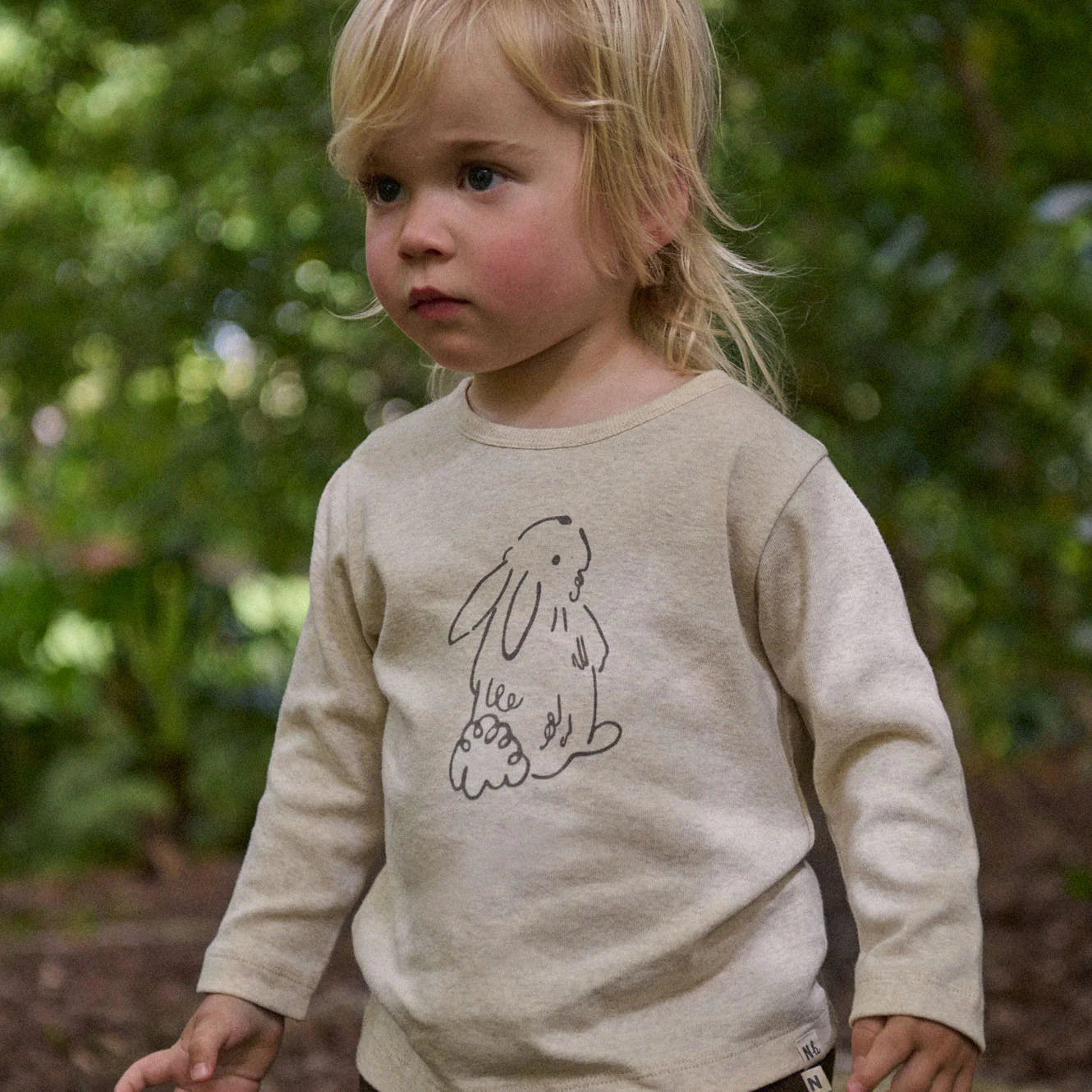 LONG SLEEVE RIVER TEE, Bramble Bunny Print | Nature Baby