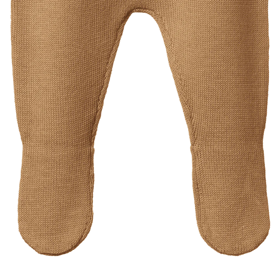 MERINO KNIT FOOTED ROMPERS - Caramel | Nature Baby