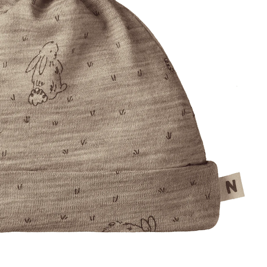 MERINO KNOTTED BEANIE - Bramble Burrow Print | Nature Baby