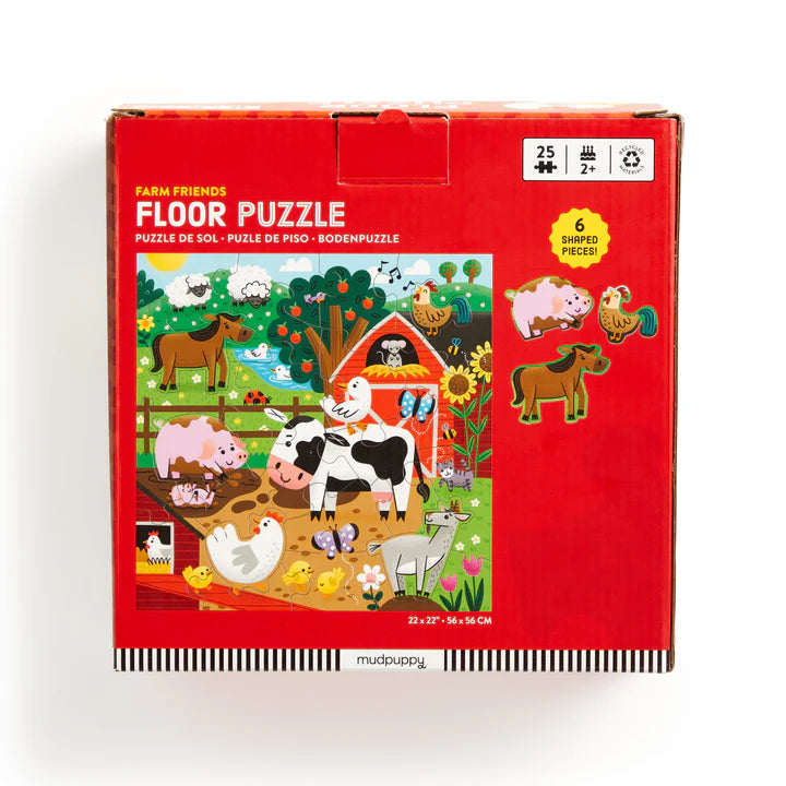 Farm Friends 25 Piece Floor Puzzle with Shaped Pieces | Mudpuppy