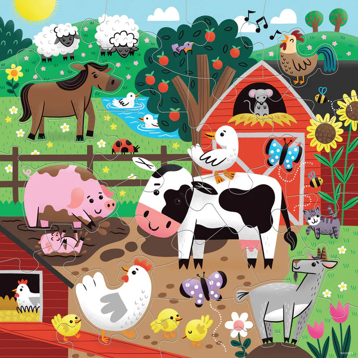 Farm Friends 25 Piece Floor Puzzle with Shaped Pieces | Mudpuppy