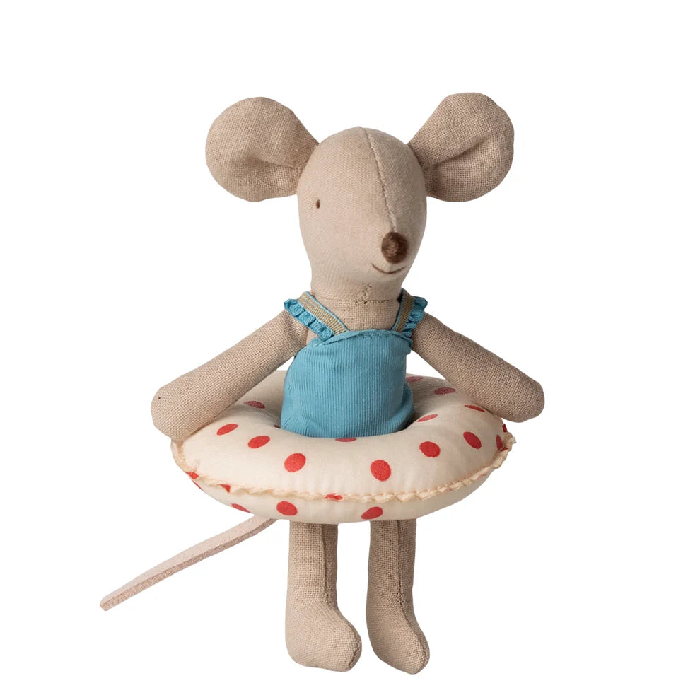 Beach Mouse With Float - Little Sister - Red Dots | Maileg