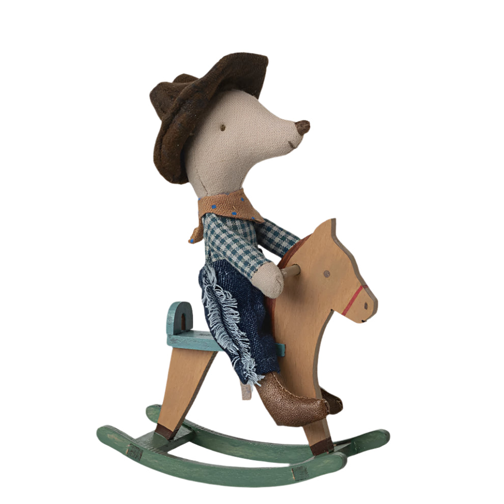 Cowboy Mouse on Rocking Horse | Maileg