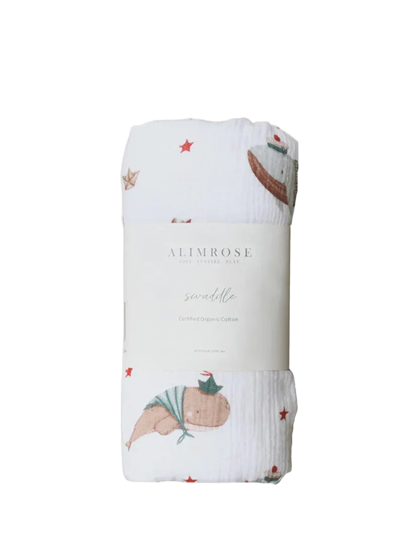 Muslin Swaddle Whales | Alimrose