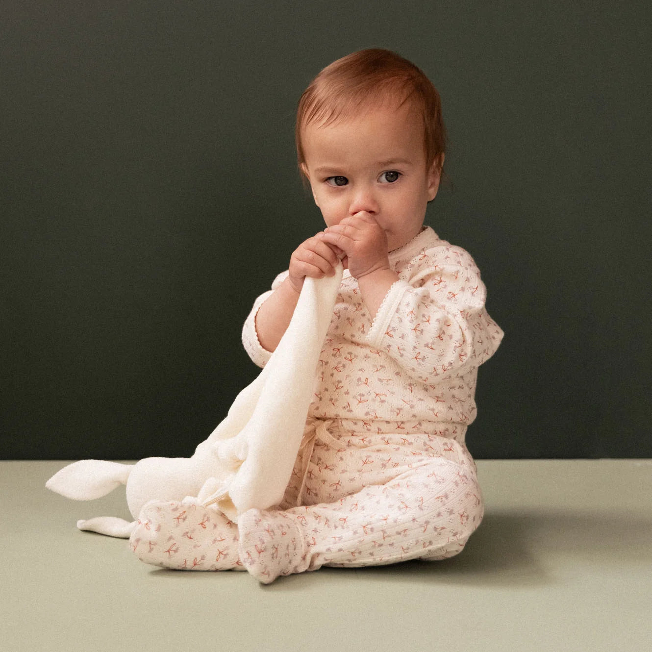 FOOTED ROMPERS POINTELLE - Dandelion Print | Nature Baby