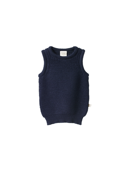 MERINO KNIT VEST - Navy Chunky Knit | Nature Baby
