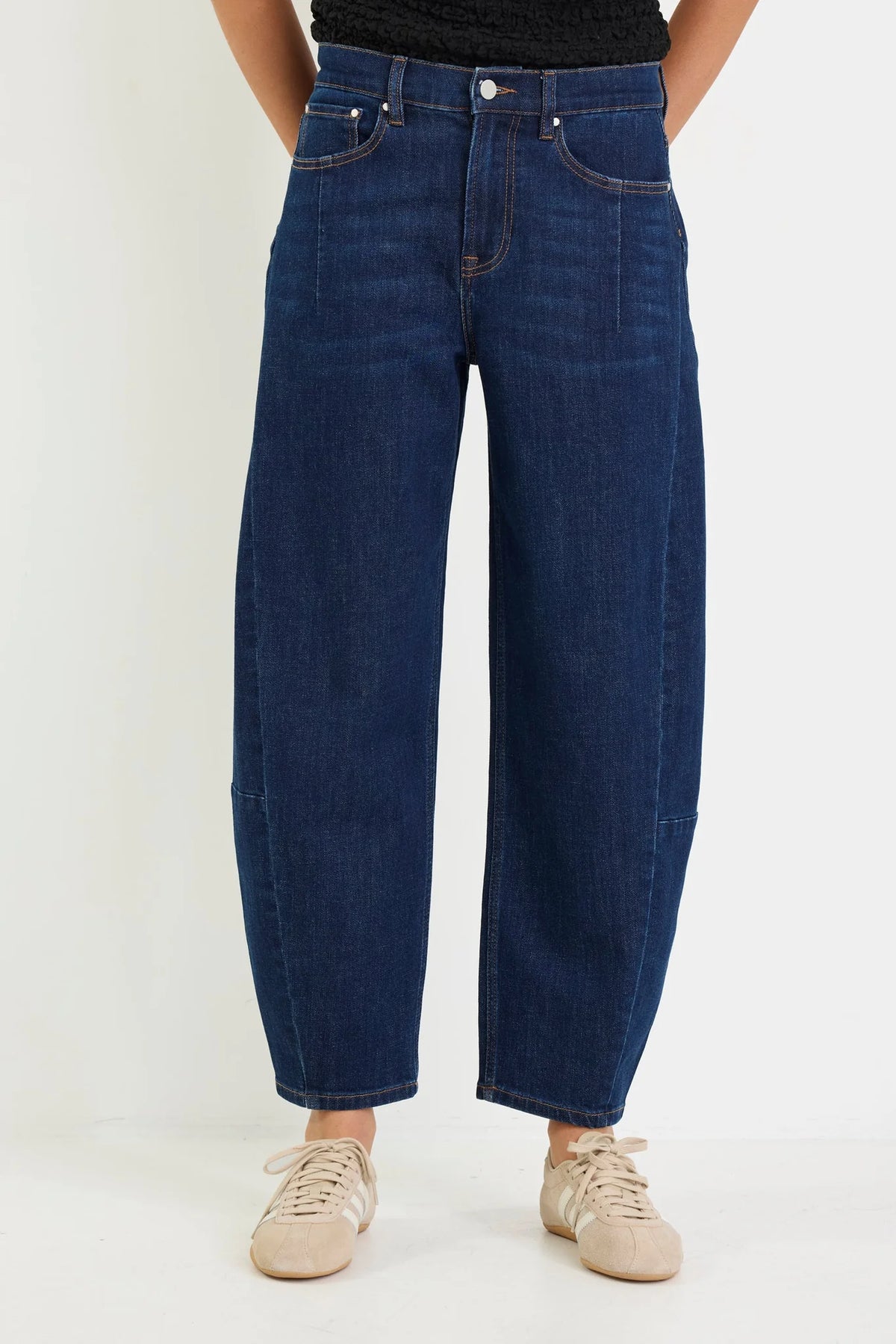 Graduate Dark Blue Stretch Barrel Jeans | Among The Brave