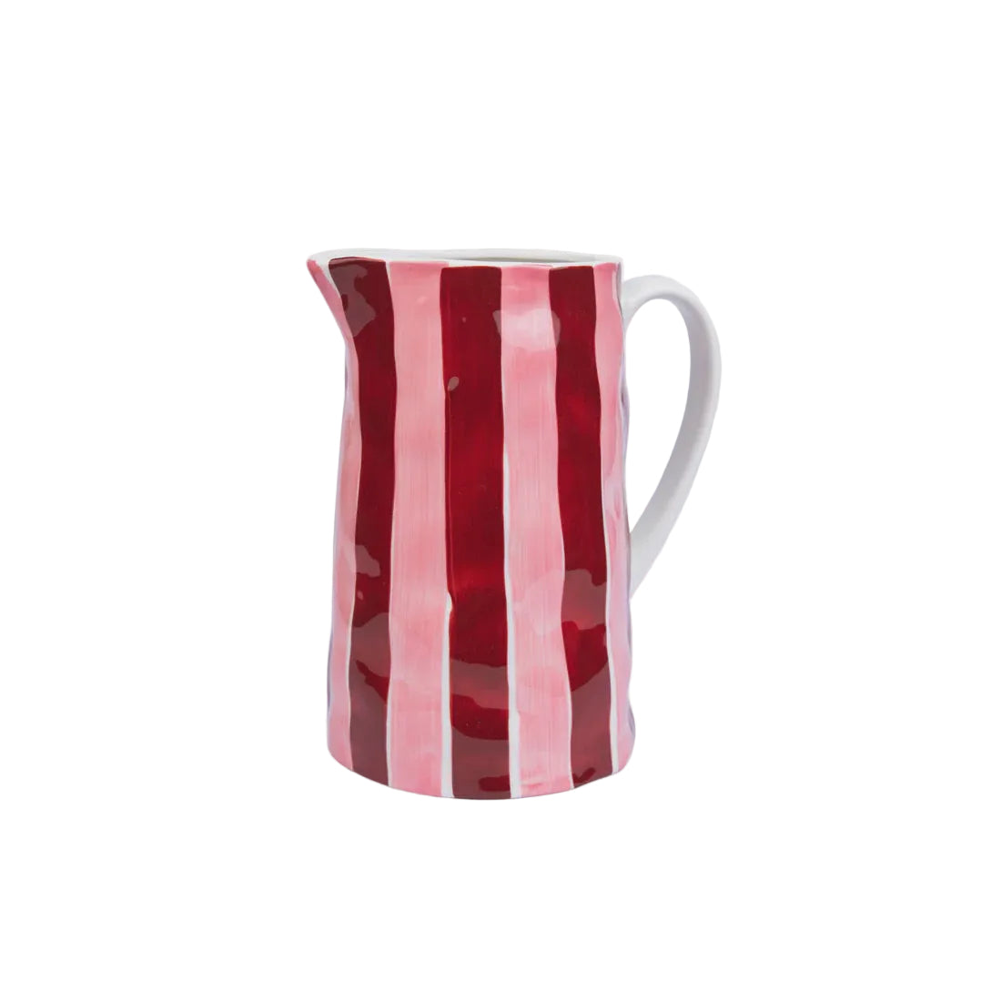 Ceramic Jug - Medium - Burgundy & Pink Stripe | Noss & Co