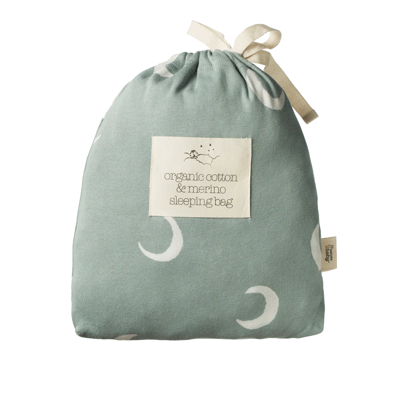ORGANIC COTTON & MERINO SLEEPING BAG - Crescent Print 3-24M | Nature Baby