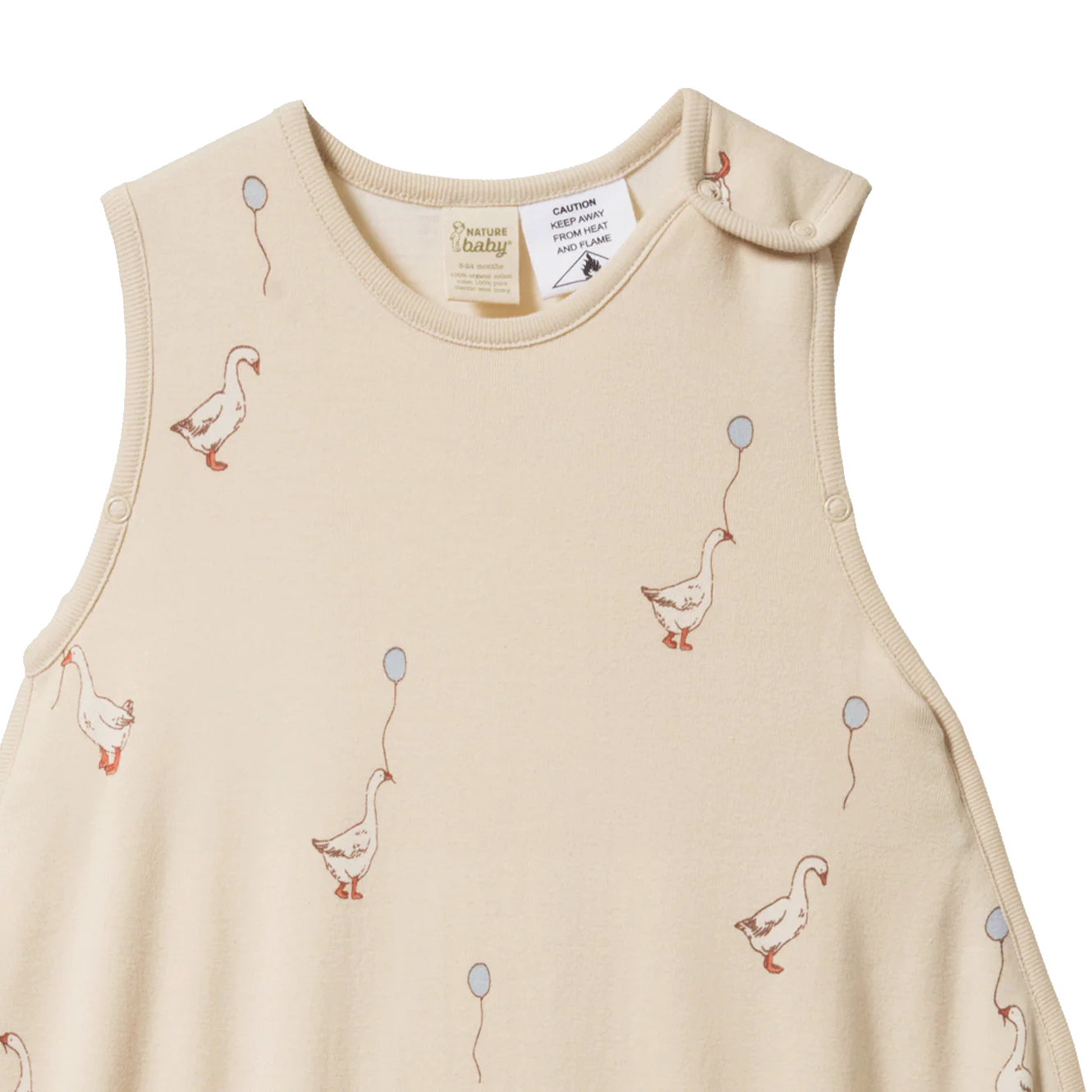 ORGANIC COTTON & MERINO SLEEPING BAG. Goose Lullaby Print | Nature Baby