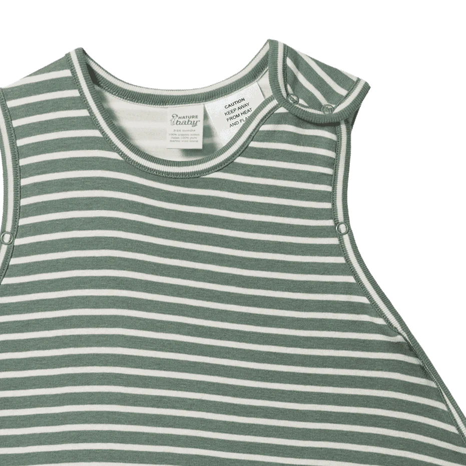 ORGANIC COTTON & MERINO SLEEPING BAG - Nettle Twin Stripe 3-24M | Nature Baby